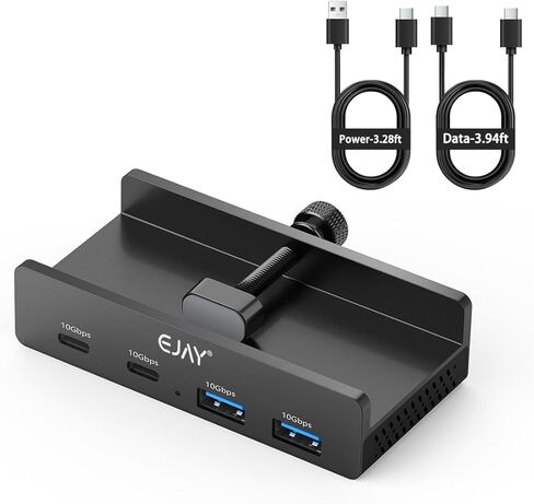EJAY 4Ports 10Gbps USB-C HUB USB3.2 Clamp USB HUB Splitter,Mountable USB-C Adapter with Data & Power Cable for iMac 2021 and later-10Gbps (BJ-2A2C-SV) in Saudi Arabia