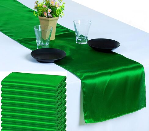 حزمة VDS مكونة من 10 مفارش طاولة من الساتان Charmeuse Sateen Silk قطعة قماش مركزية من الكتان لحفلات الزفاف وأعياد الميلاد وحفلات التخرج وحفلات الخطوبة والحفلات لتزيين الطاولة (12 × 108 بوصة) (مرجاني) in Kuwait