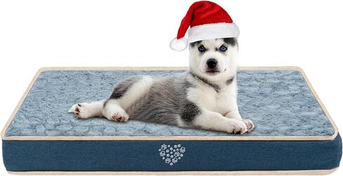 VANKEAN Waterproof Dog Crate Pad Bed Mat Reversible (Warm&Cool), Removable Washable Cover & Waterproof Inner Lining, Pet Crate Mattress for Cats and Dogs, Joint Relief Dog Bed for Crate, Navy in Saudi Arabia