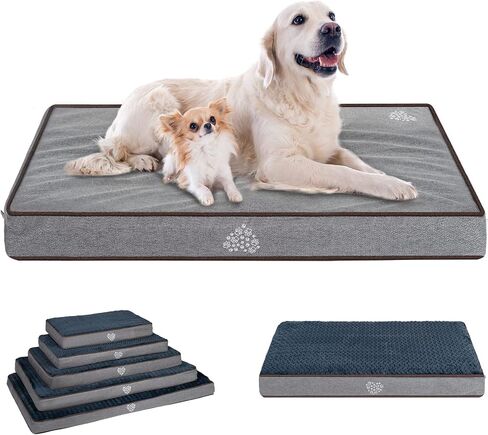VANKEAN Waterproof Dog Crate Pad Bed Mat Reversible (Warm&Cool), Removable Washable Cover & Waterproof Inner Lining, Pet Crate Mattress for Cats and Dogs, Joint Relief Dog Bed for Crate, Navy in Saudi Arabia