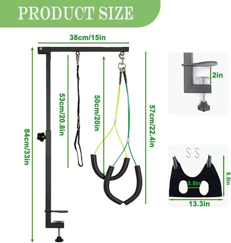 Dog Grooming Arm with Hammock,2 No Sit Haunch Holder&Loop Noose,Adjustable Height,Foldable Dog Grooming Table Arm for Small Dogs&Puppies, Pet Cat Grooming Kit in Kuwait