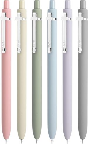 Mr. Pen- Retractable Gel Pens for Journaling, 6 Pack, 0.5 mm Black Ink, Soft Pastel Barrel with Silver Cross Clip, Smooth Writing Aesthetic Pens for Women in Saudi Arabia