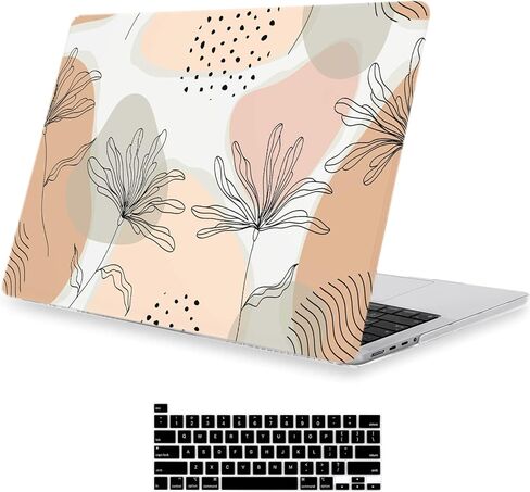 Lanbailan متوافق مع MacBook Pro 14 بوصة 2021-2024 النموذج M4 A3112 A3185 A3401 M3 A2918 A2992 M2 A2779 M1 A2442 ، حالة الوقاية وغطاء لوحة المفاتيح ، زهرة ملونة in Kuwait