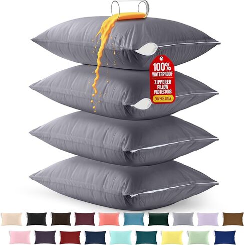 Utopia Bedding Waterproof Pillow Protectors Zippered Queen Size (2 Pack, White), Zippered Pillowcases, Bed Bug Proof Pillow Encasement Covers 20 x 28 Inches in Saudi Arabia