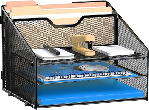 منظم ملفات المكتب، منظم مكتبي لدرج الرسائل الشبكي مع قسم عمودي عمودي و3 صواني ورقية، فارغ in Kuwait