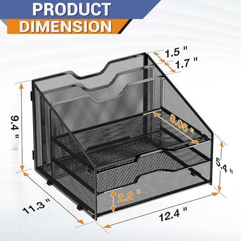 منظم ملفات المكتب، منظم مكتبي لدرج الرسائل الشبكي مع قسم عمودي عمودي و3 صواني ورقية، فارغ in Kuwait