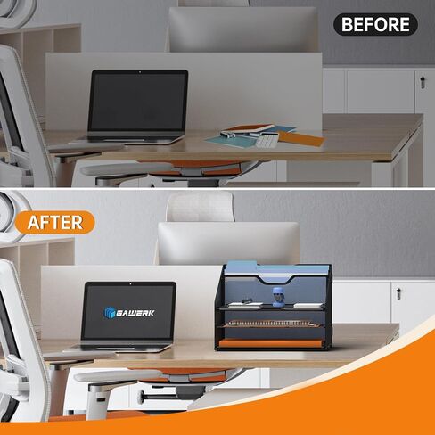 منظم ملفات المكتب، منظم مكتبي لدرج الرسائل الشبكي مع قسم عمودي عمودي و3 صواني ورقية، فارغ in Kuwait