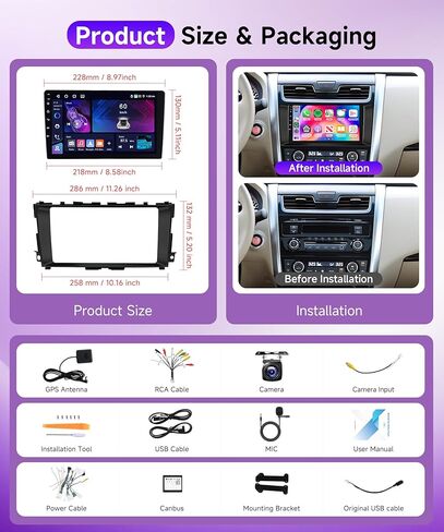 8 CORE 6G+128G CAR RADIO لنيسان Altima 2013-2018 ، Rimoody Android Car Stereo Carplay Android Auto 9 Inchescreen GPS 4G-WIFI Bluetooth FM DSP-36 Link 59-Ui سمات النسخ الاحتياطي AHD AHD in Kuwait