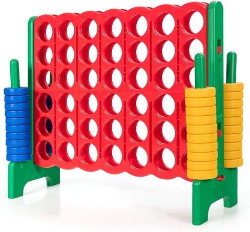 GLACER Giant 4-in-A-Row, Jumbo 4-to-Score Giant Game Set Backyard Games for Kids & Adults, 3.5FT Tall Indoor & Outdoor Connect-All-4 Game Set with 42 Jumbo Rings & Quick-Release Slider in Kuwait