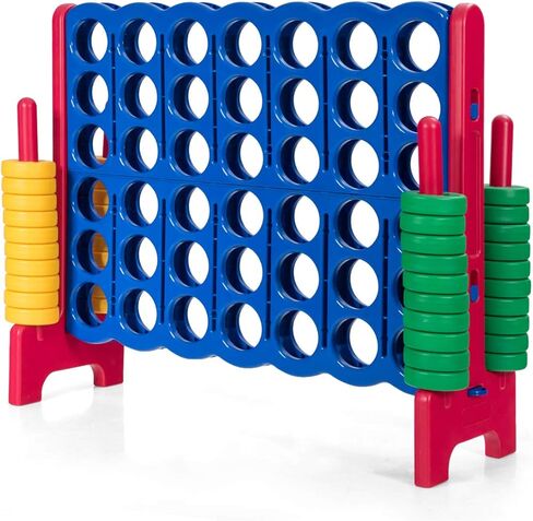 GLACER Giant 4-in-A-Row, Jumbo 4-to-Score Giant Game Set Backyard Games for Kids & Adults, 3.5FT Tall Indoor & Outdoor Connect-All-4 Game Set with 42 Jumbo Rings & Quick-Release Slider in Kuwait