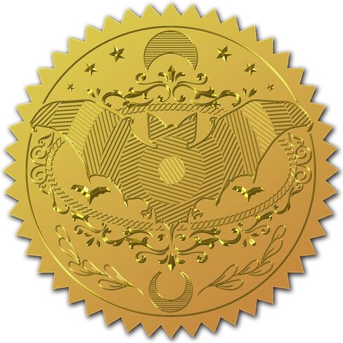CRASPIRE 100pcs Gold Foil Stickers Embossed Certificate Seals Self-Adhesive Stickers Medal Decoration Stickers Certification Graduation Corporate Notary Seals Envelope (Sun) in Saudi Arabia