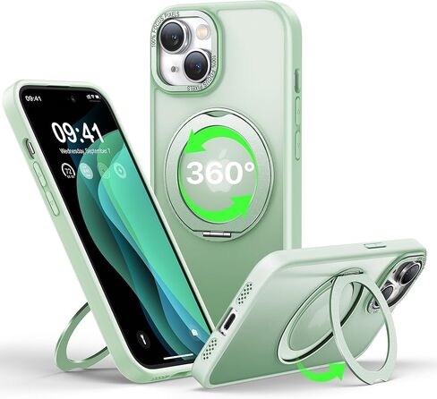 Qtlier Case لـ iPhone 16Promax ، 360 Ring Ring Stand ، إطار الكاميرا المرتفع ، مقاوم للصدمات مع Magsafe Clear in Kuwait
