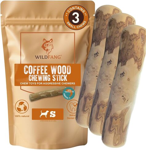 Wildfang® Coffee Wood with Salmon Oil Dog Phect - Natural Woods Stick for Dogs ، Wood Dog Phecking Bone Toy ، Hound Coffee Bones for Dogs (Small) in Kuwait