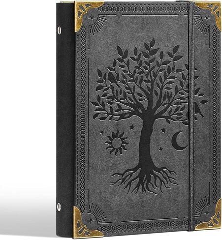 PU Leather A5 Binder 6 Ring Refillable Journal Cover No Refill Paper A5 Planner Binder Loose Leaf Binder Notebook 5.7"x8.3" with Elastic Closure, Green Tree in Kuwait