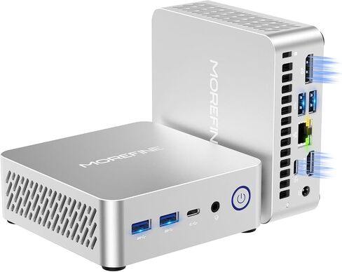 MOREFINE Mini PC N150, 13th Intel Twin Lake N150 (up to 3.6GHz), M9 Mini Desktop Computer 16GB DDR4 512GB M.2 NVMe SSD, Small PC Desktop Support 4k Dual Display WiFi6/BT5.2/USB3.2 for Home/Office in Kuwait