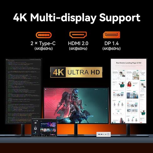 MOREFINE Mini PC N150, 13th Intel Twin Lake N150 (up to 3.6GHz), M9 Mini Desktop Computer 16GB DDR4 512GB M.2 NVMe SSD, Small PC Desktop Support 4k Dual Display WiFi6/BT5.2/USB3.2 for Home/Office in Kuwait