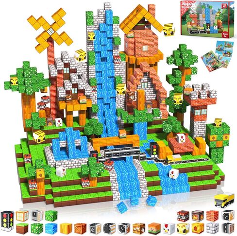 Magnetic Blocks - 150PCS Magnetic Building Blocks Road Forest Magnetic Cubes - Magnetic Toys for Montessori Toddler Birthday Gifts -STEM Sensory Construction Toys for Kids Ages 3+ for Boy & Girl in Kuwait