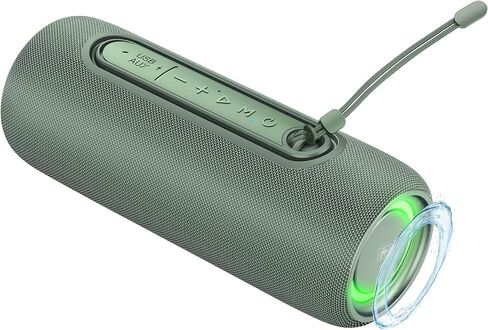 Fisher Portable Bluetooth Speaker with IPX5 Waterproof Speaker, 14W Bluetooth Stereo, 8H Playtime, LED Lights, TWS, BT 5.3, Built-in Mic, Hands Free Calling, Wireless Electronics, Home & Outdoor in Kuwait