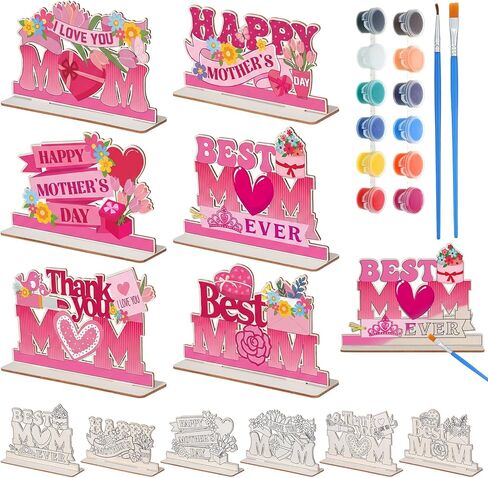 24 Sets Mother's Day Crafts for Kids Bulk Religious Coloring Mother's Day Table Wood Signs DIY Wooden Color Your Own Gift for Mum, Kids, Sunday School Classroom Activities in Saudi Arabia