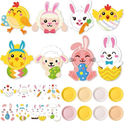 Layhit 24 Pieces Fall Crafts for Kids Fall Plate Craft KitsAutumn Pumpkin Turkey Educational Crafts Thanksgiving DIY Craft Projects for Kids Ages 4-8 8-12 Fall Party Supplies Decorations, 8 Styles in Kuwait