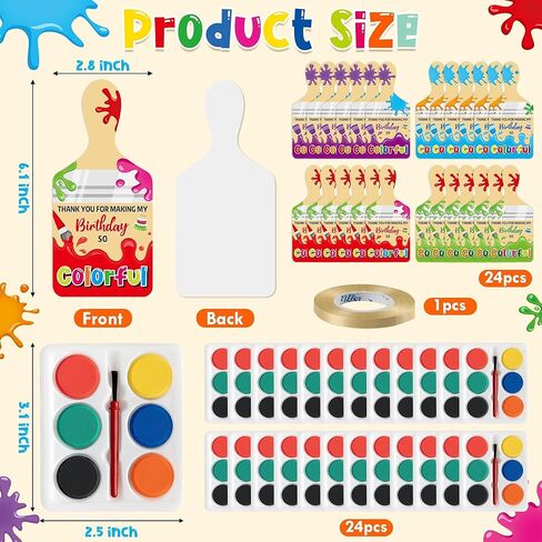Watercolor Paint Set for Kids - 24Pcs Back to School Classroom Party Favors, Watercolor Paint Pallets with Thank You Cards, Kids Birthday Gift for Boys Girls Gift Exchange DIY Art Project Prize Party in Kuwait