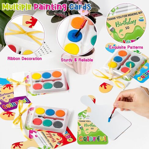 Watercolor Paint Set for Kids - 24Pcs Back to School Classroom Party Favors, Watercolor Paint Pallets with Thank You Cards, Kids Birthday Gift for Boys Girls Gift Exchange DIY Art Project Prize Party in Kuwait