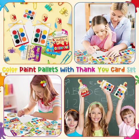 Watercolor Paint Set for Kids - 24Pcs Back to School Classroom Party Favors, Watercolor Paint Pallets with Thank You Cards, Kids Birthday Gift for Boys Girls Gift Exchange DIY Art Project Prize Party in Kuwait