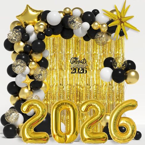 تخرج البالون جارلاند أكيز طقم لزخارف التخرج من 2025 - بالونات الذهب الزرقاء والبالونات البيضاء بأحجام مختلفة 5 12 18 بوصة تخرج البالونات لتوفيات الحفلات الدراسية in Kuwait