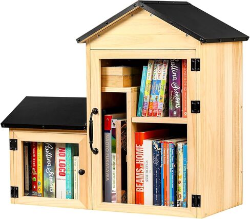Little Library Box Outdoor, Waterproof Wooden Book Storage Cabinet for DIY, Community & School Sharing – Weatherproof Neighborhood Book Exchange for Literature, Magazines & Newspapers in Kuwait