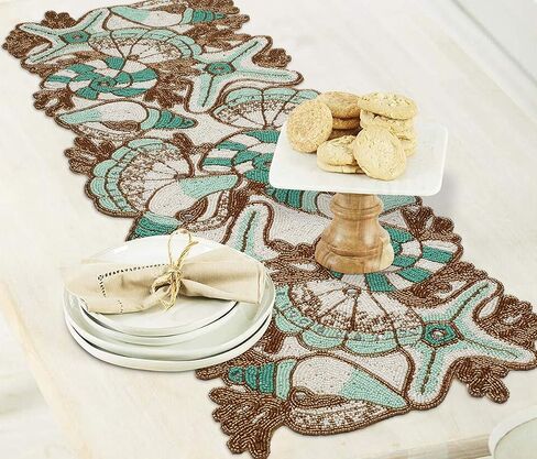 Beaded Table Runner 36inch,Glitz Table Runner,Decorative Table Runner,Farmhouse Decor Table Runner,Rustic Bridal Shower Beaded Table Runner,Beaded Christmas Table runner-13x36 Grey/Dk Grey in Kuwait