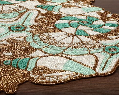 Beaded Table Runner 36inch,Glitz Table Runner,Decorative Table Runner,Farmhouse Decor Table Runner,Rustic Bridal Shower Beaded Table Runner,Beaded Christmas Table runner-13x36 Grey/Dk Grey in Kuwait