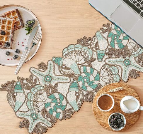 Beaded Table Runner 36inch,Glitz Table Runner,Decorative Table Runner,Farmhouse Decor Table Runner,Rustic Bridal Shower Beaded Table Runner,Beaded Christmas Table runner-13x36 Grey/Dk Grey in Kuwait