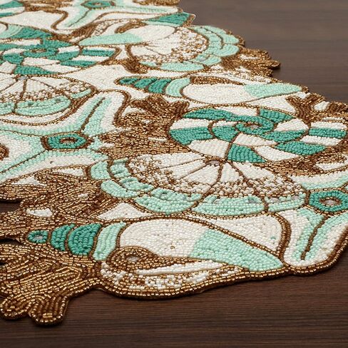 Beaded Table Runner 36inch,Glitz Table Runner,Decorative Table Runner,Farmhouse Decor Table Runner,Rustic Bridal Shower Beaded Table Runner,Beaded Christmas Table runner-13x36 Grey/Dk Grey in Kuwait