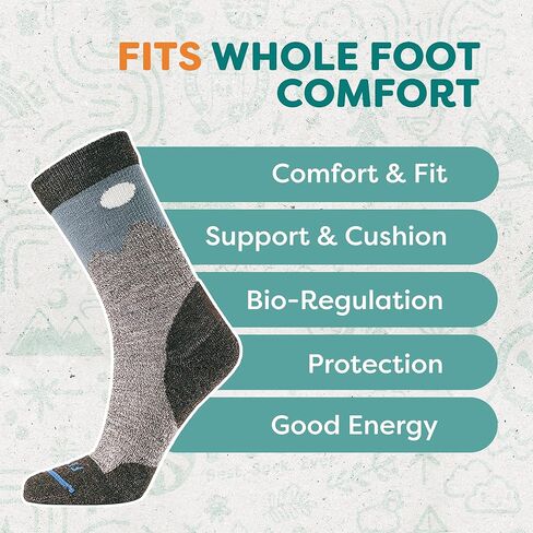 يناسب التنزه الخفيف - الطاقم: جوارب خارجية مبطنة للمشي لمسافات طويلة والتخييم والرحلات وصيد الأسماك، باللون الأزرق الداكن / رمادي فاتح، مقاس صغير in Kuwait