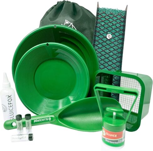 Sluice Fox All-in-One Gold Panning Kit with Portable Sluice – Featuring Miners Moss, Gold Trap Mat, Classifier, and Tote Backpack for Streamlined Gold Prospecting in Kuwait