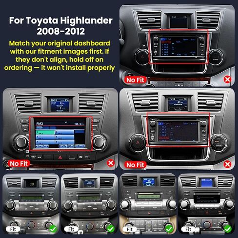 4Core 64g Rom Car Radio Stereo لـ Toyota Highlander 2008-2013: 10 '' Screen Screen Android 13 Stereo مع Carplay و Android Auto GPS Navigation Backuction Camera FM RDS Radio SWC in Kuwait