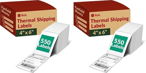 Reli. Thermal Shipping Labels 4x6 (550 Sheets) Fanfold, Direct Heat Printer Paper Labels | Shipping Stickers Compatible with Most Thermal Printers in Saudi Arabia