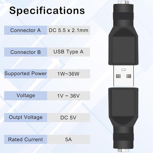 6 قطع USB إلى DC 4.0×1.7 مم محول جاك الطاقة USB 2.0 A ذكر إلى DC أنثى موصل DC 5V برميل قابس الطاقة شاحن كابل محول لجهاز شحن 5 V DC أو USB، الكمبيوتر المحمول (M/4017) in Saudi Arabia