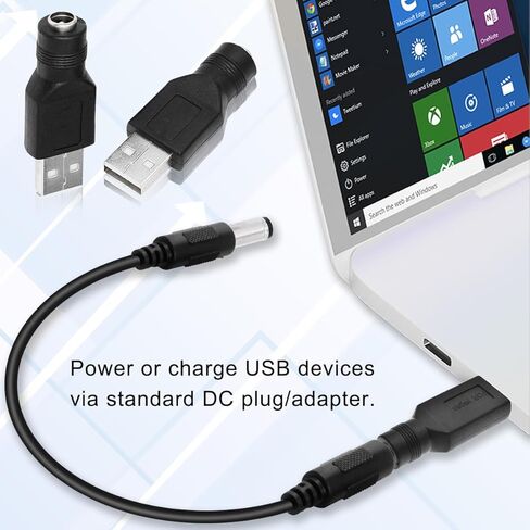 6 قطع USB إلى DC 4.0×1.7 مم محول جاك الطاقة USB 2.0 A ذكر إلى DC أنثى موصل DC 5V برميل قابس الطاقة شاحن كابل محول لجهاز شحن 5 V DC أو USB، الكمبيوتر المحمول (M/4017) in Saudi Arabia