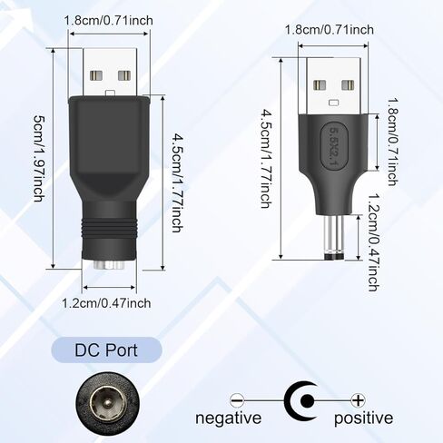6 قطع USB إلى DC 4.0×1.7 مم محول جاك الطاقة USB 2.0 A ذكر إلى DC أنثى موصل DC 5V برميل قابس الطاقة شاحن كابل محول لجهاز شحن 5 V DC أو USB، الكمبيوتر المحمول (M/4017) in Saudi Arabia