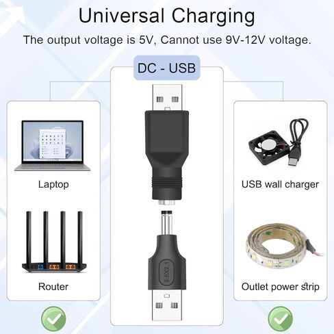 6 قطع USB إلى DC 4.0×1.7 مم محول جاك الطاقة USB 2.0 A ذكر إلى DC أنثى موصل DC 5V برميل قابس الطاقة شاحن كابل محول لجهاز شحن 5 V DC أو USB، الكمبيوتر المحمول (M/4017) in Saudi Arabia