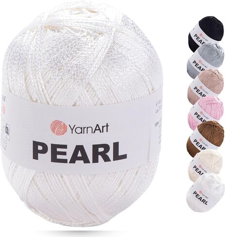 YarnArt Pearl - 100% Viscose Silky Shine Yarn, Lightweight & Soft Crochet Thread for Knitting, Lace Dresses, Blouses, Shawls, Summer Cardigans, 90g (3.17 oz), 270m (295 yds), Fine Weight (107) in Kuwait