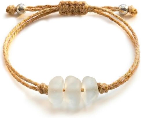 3 سوار زجاج البحر الحجري يدويًا سوار شاطئية قابلة للتعديل ، هدية سوار أفضل صديق ، هدية صيفية ، هدايا ملهمة للمجوهرات المحيطية للنساء ، أمي (زهرة الذرة) in Kuwait