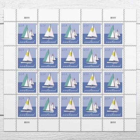 Sailboats Postcard Stamps (5 Sheets (100 Stamps)) in Saudi Arabia