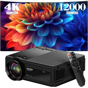 Mini Projector ، 5G WiFi Bluetooth Projector ، Staratlas 12000L Native 1920*1080 P Projector ، جهاز عرض في الهواء الطلق ، مسرح منزلي متوافق مع HDMI/USB ، لفيديو فيلم محمول (أسود) in Kuwait