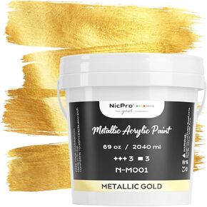 Nicpro Acrylic Paint Metallic Gold, 33.8oz/1000ml Large Gold Leaf Paint, Non Toxic, Non Fading for Art Painting, Handcrafts, Ideal for Multi-surface, Canvas, Wood, Clay, Fabric, Metal, Furniture in Saudi Arabia