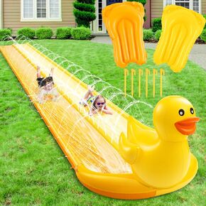20ft 3D Unicorn Slip Water Slide Double Lane Lawn Water Slides 3 Sided Safe Fence Inflatable Slide with 2 Bodyboards and Sprinkler Heavy Duty Water Slide for Boy Girl Outdoor Backyard Play in Kuwait
