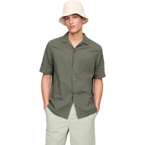 GAP Mens Short Sleeve Linen Resort Collar Button Down Shirt, New Off White, Medium US in Kuwait