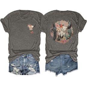 Womens Western Graphic Cowboys Tees Not My First Rodeo Shirts Vintage Cowgirls Print Wild Soul Classic Tops in Kuwait