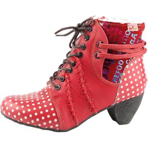 TMA EYES Women's Leather Ankle Boots with Low heel Polka dot pattern and Faux Fur Lining in Saudi Arabia